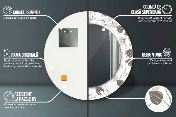 Round wall mirror decor Abstract floral