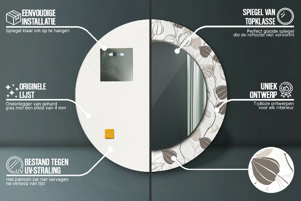 Round wall mirror decor Abstract floral