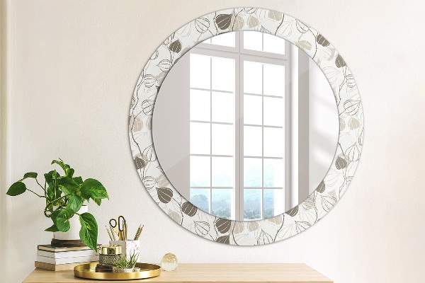 Round wall mirror decor Abstract floral