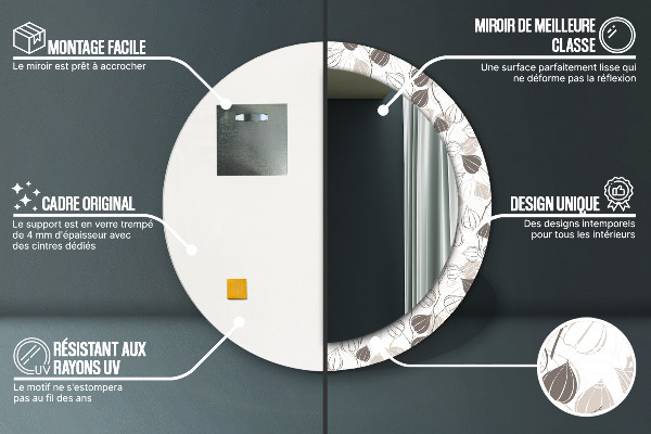 Round wall mirror decor Abstract floral