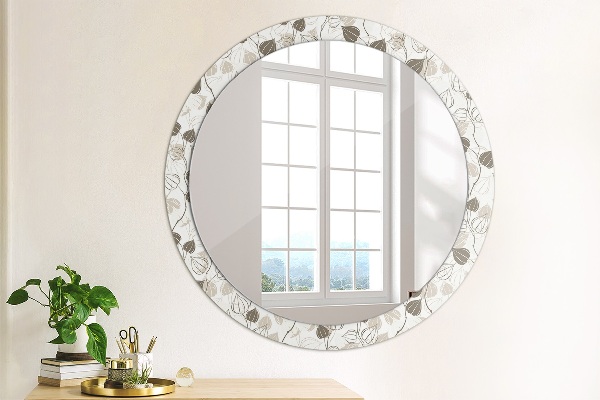Round wall mirror decor Abstract floral