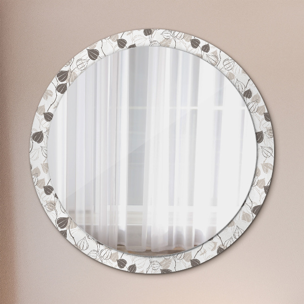 Round wall mirror decor Abstract floral