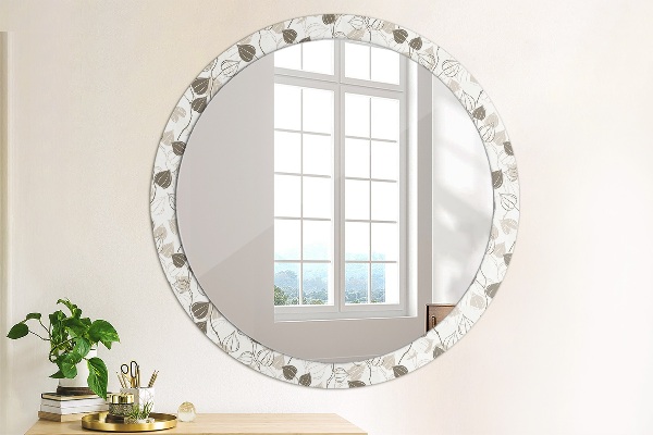 Round wall mirror decor Abstract floral