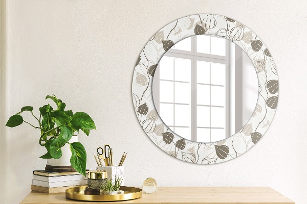Round wall mirror decor Abstract floral