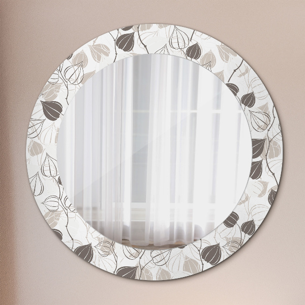 Round wall mirror decor Abstract floral