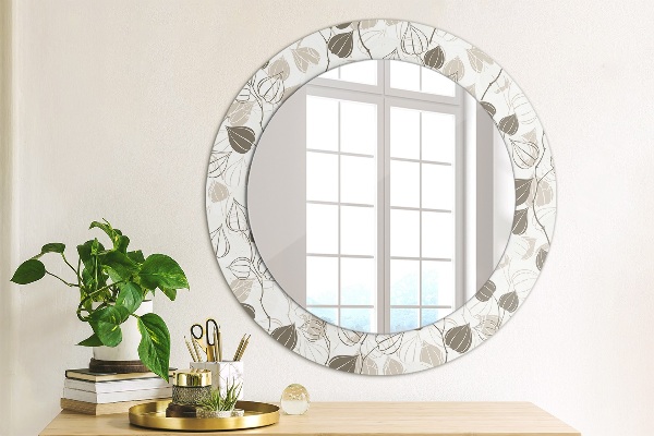 Round wall mirror decor Abstract floral
