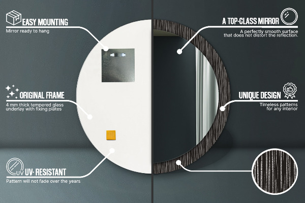 Round wall mirror decor Abstract metallic