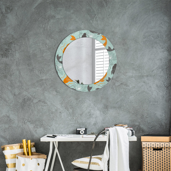 Round mirror frame with print Chinese carp