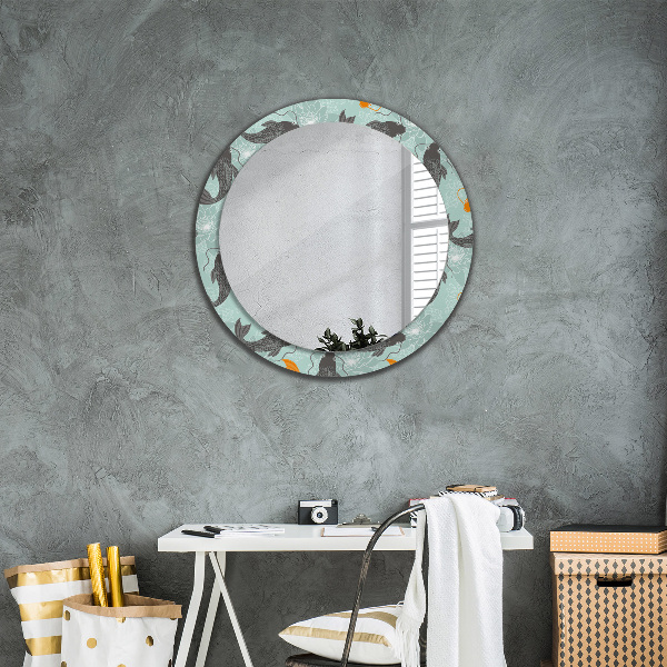 Round mirror frame with print Chinese carp
