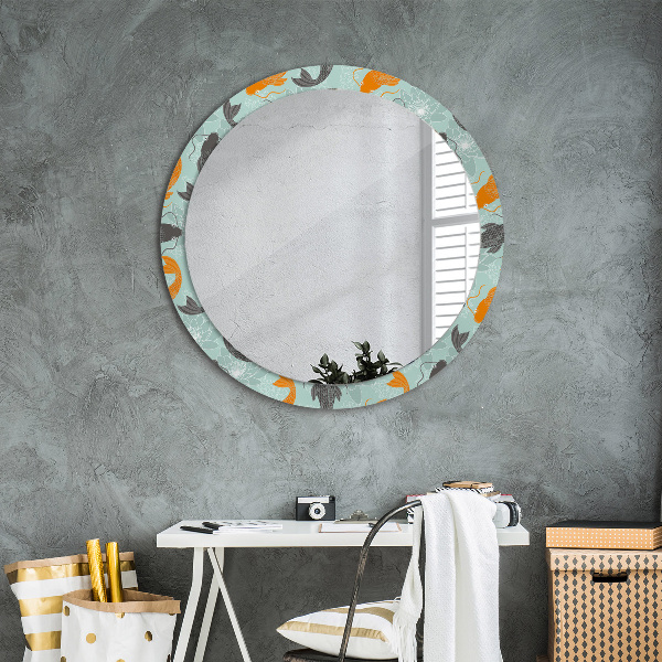 Round mirror frame with print Chinese carp