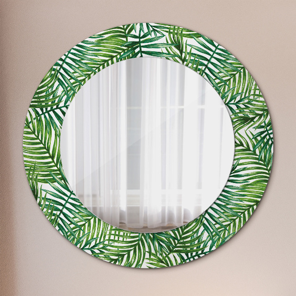 Round mirror frame with print Tropical palm