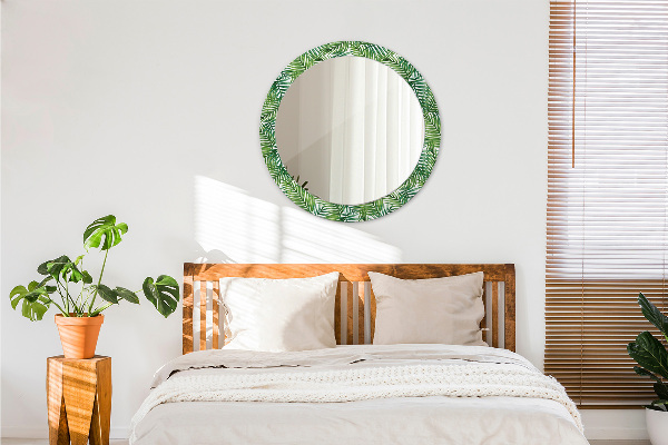 Round mirror frame with print Tropical palm