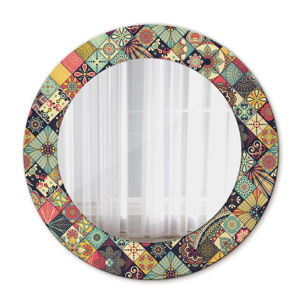 Round mirror frame with print Ethnic floral