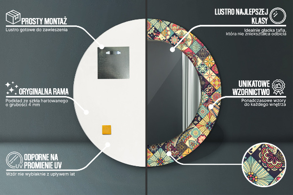 Round mirror frame with print Ethnic floral