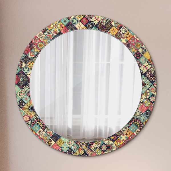 Round mirror frame with print Ethnic floral