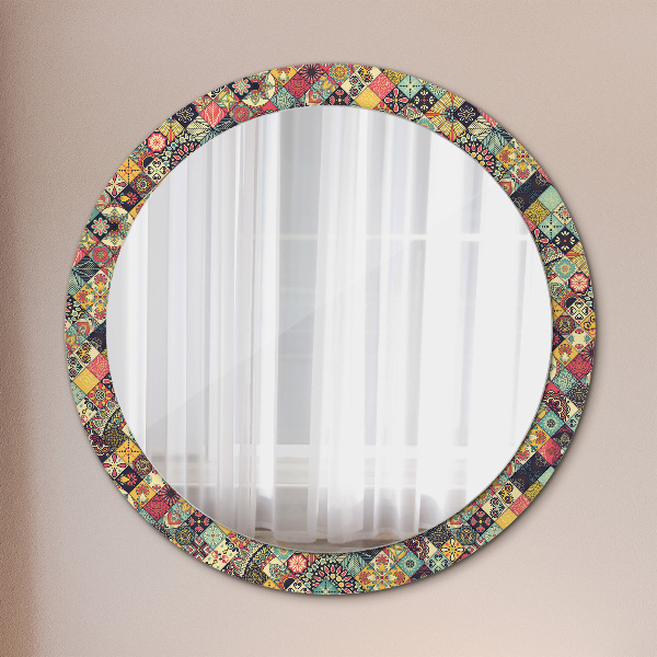 Round mirror frame with print Ethnic floral