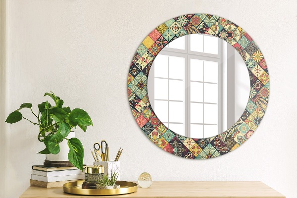 Round mirror frame with print Ethnic floral