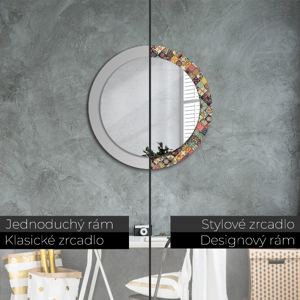 Round mirror frame with print Ethnic floral