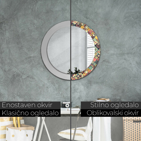Round mirror frame with print Ethnic floral