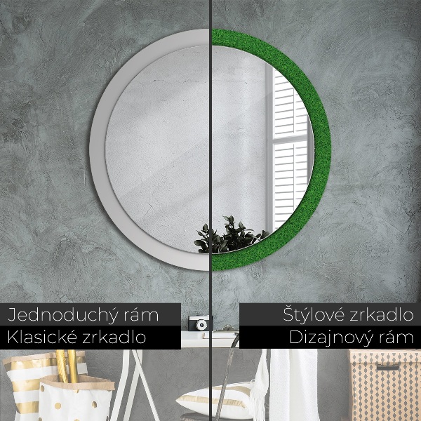 Round decorative mirror Green grass