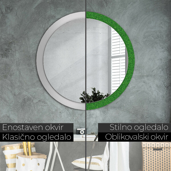Round decorative mirror Green grass