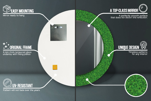 Round decorative mirror Green grass