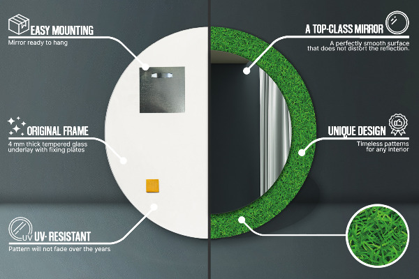 Round decorative mirror Green grass