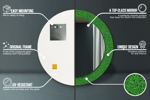 Round decorative mirror Green grass