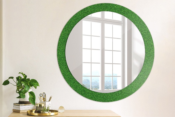 Round decorative mirror Green grass