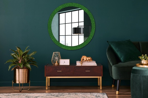 Round decorative mirror Green grass