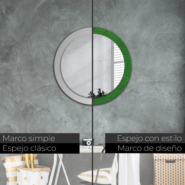 Round decorative mirror Green grass