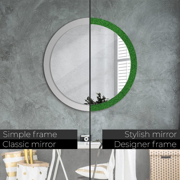 Round decorative mirror Green grass