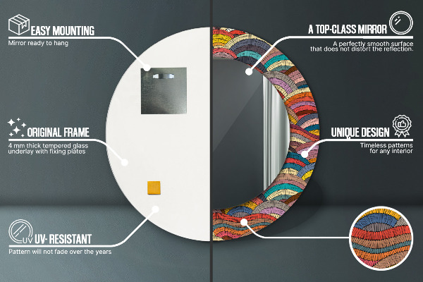 Round printed mirror Bohemical ornament