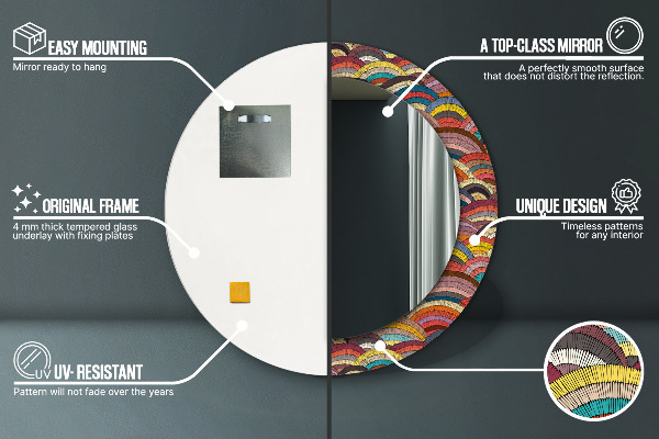 Round printed mirror Bohemical ornament