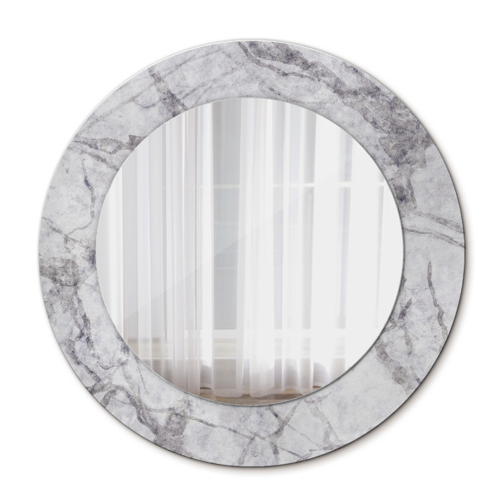 Round printed mirror White marble