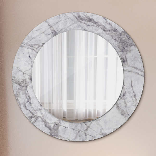 Round printed mirror White marble