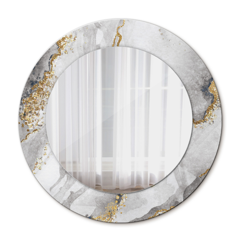 Round decorative mirror White marble gold