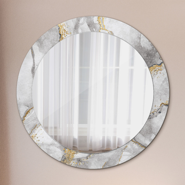 Round decorative mirror White marble gold