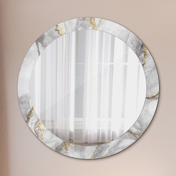 Round decorative mirror White marble gold