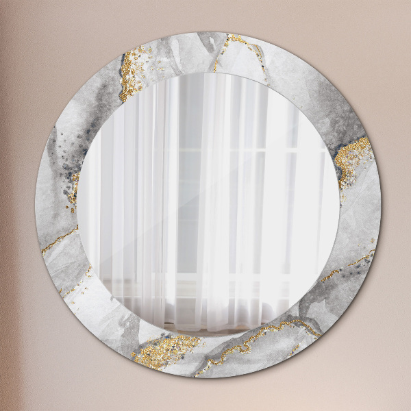 Round decorative mirror White marble gold