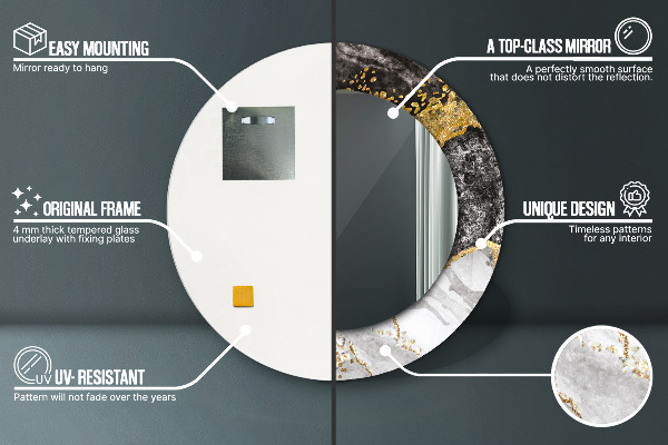 Round decorative mirror Marble and gold