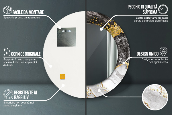 Round decorative mirror Marble and gold