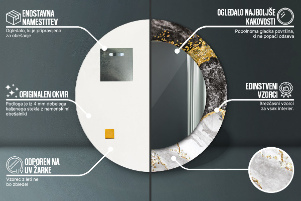 Round decorative mirror Marble and gold