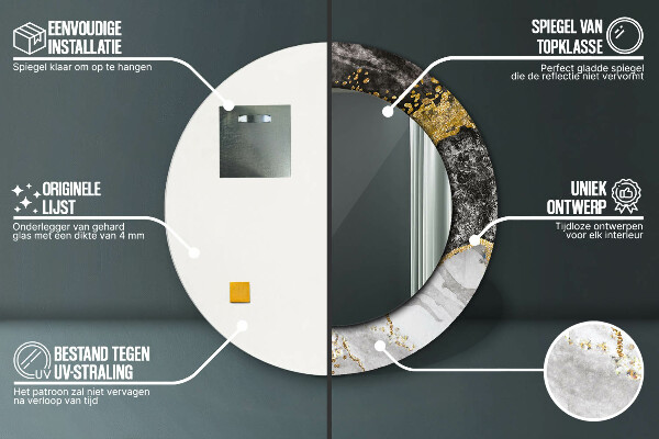 Round decorative mirror Marble and gold