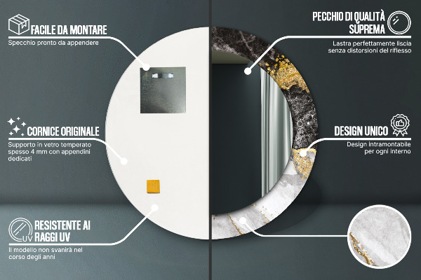 Round decorative mirror Marble and gold