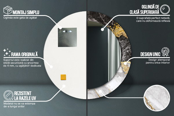 Round decorative mirror Marble and gold