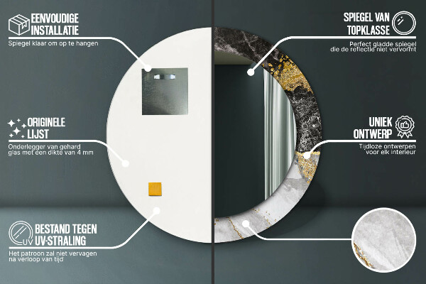 Round decorative mirror Marble and gold