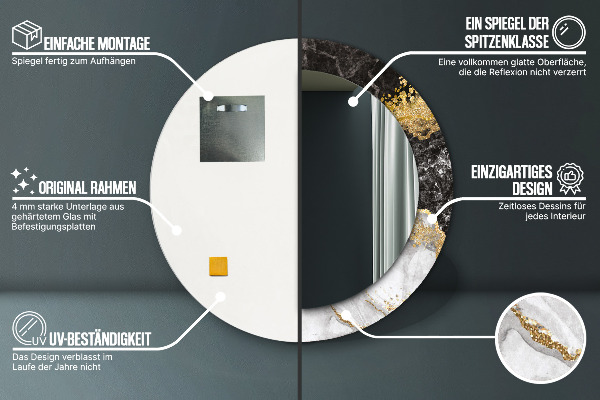 Round decorative mirror Marble and gold