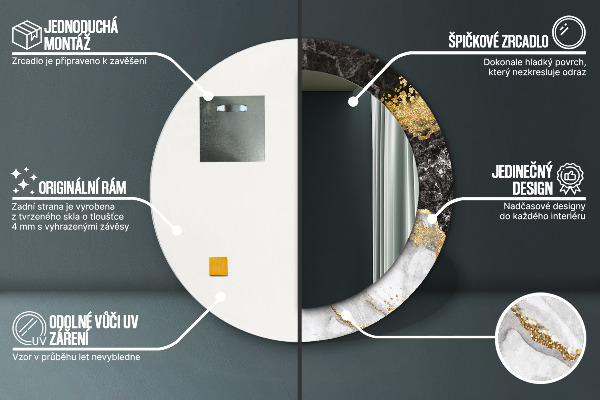 Round decorative mirror Marble and gold