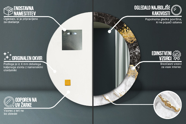 Round decorative mirror Marble and gold